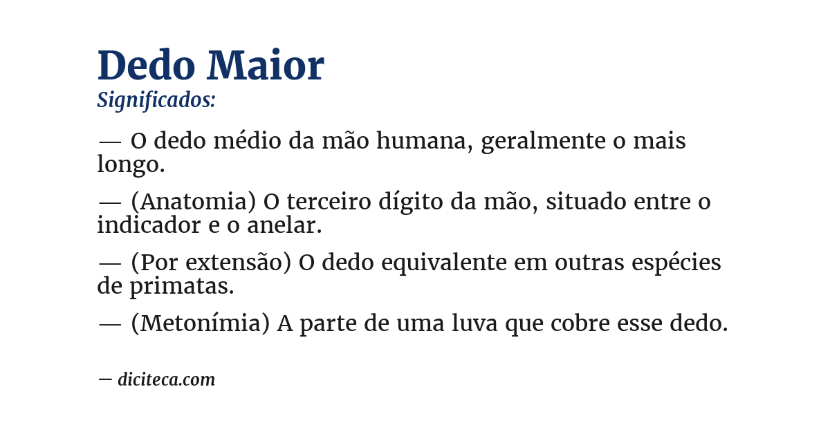 Significado de dedo maior