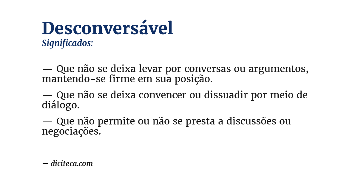 Significado de desconversável