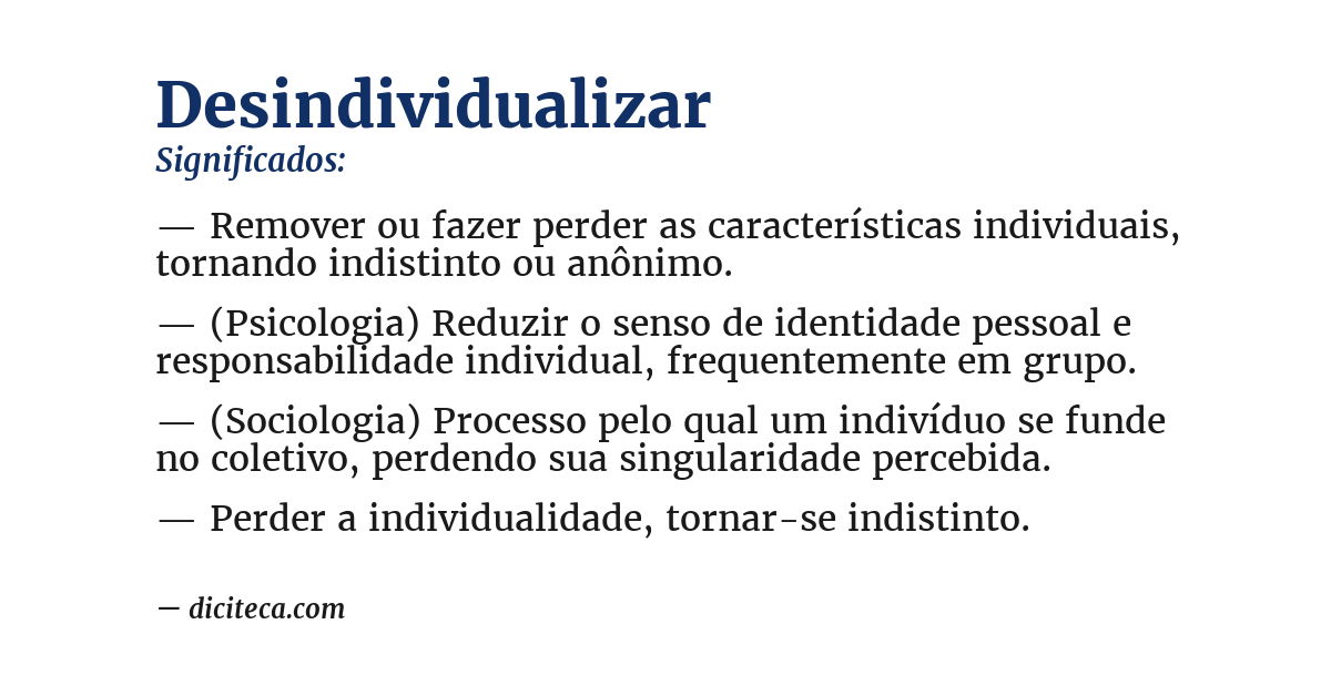 Significado de desindividualizar