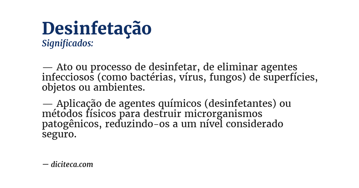 Significado de desinfetação