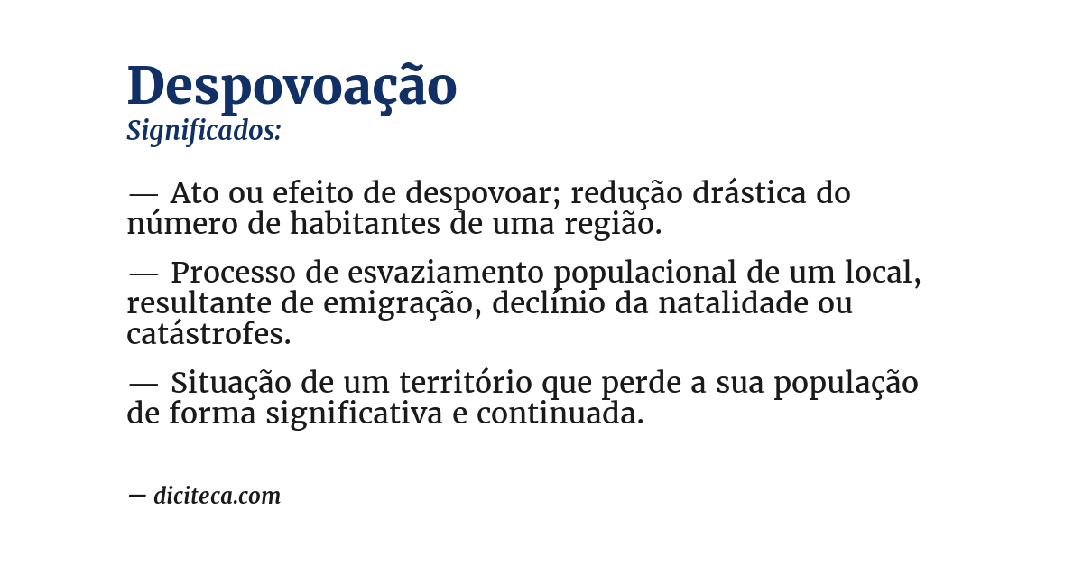Significado de despovoação