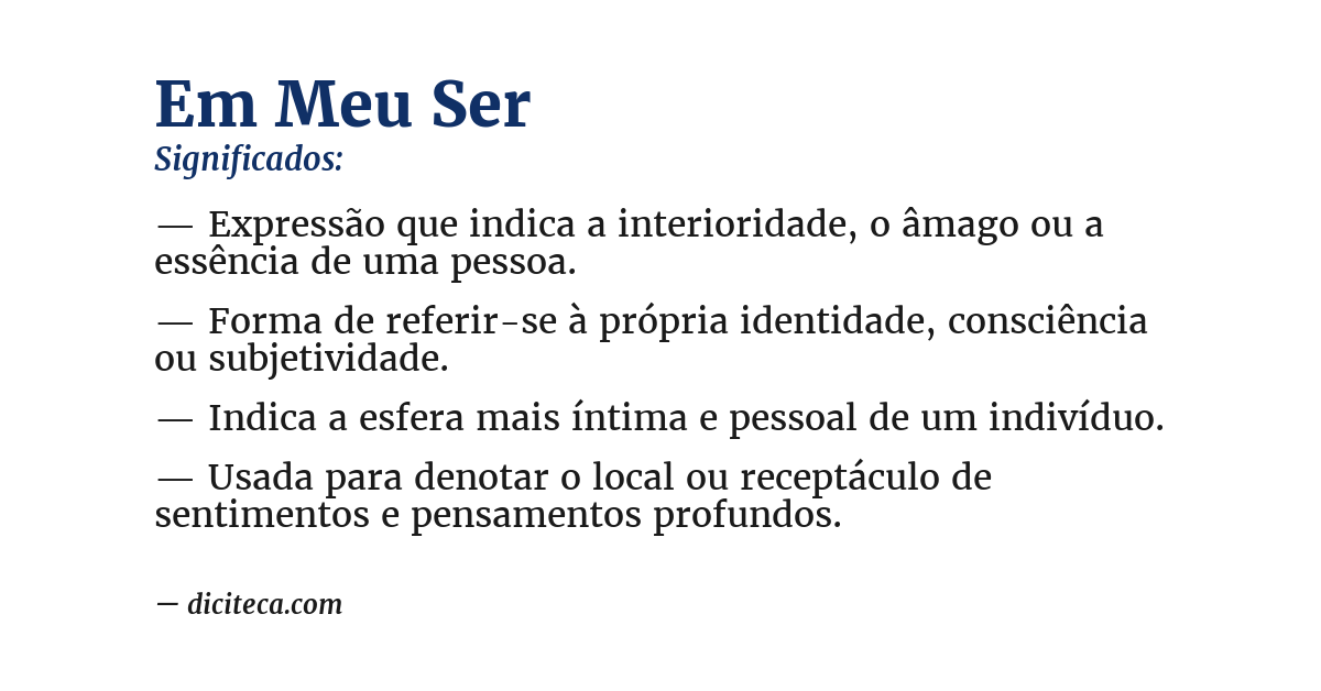 Significado de em meu ser