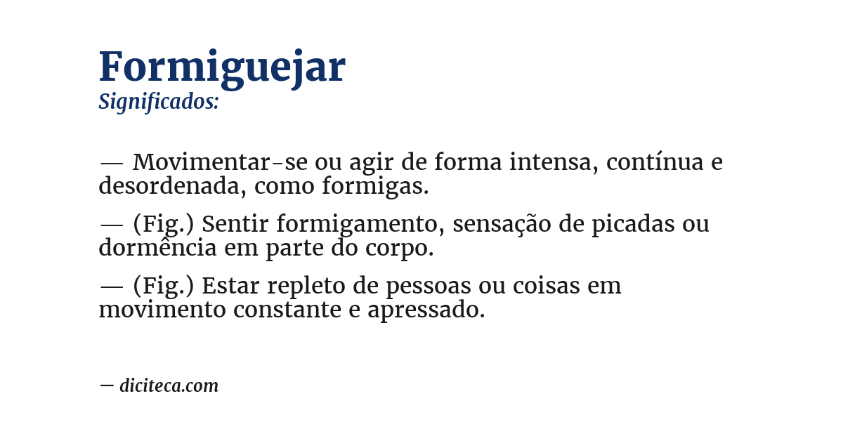 Significado de formiguejar