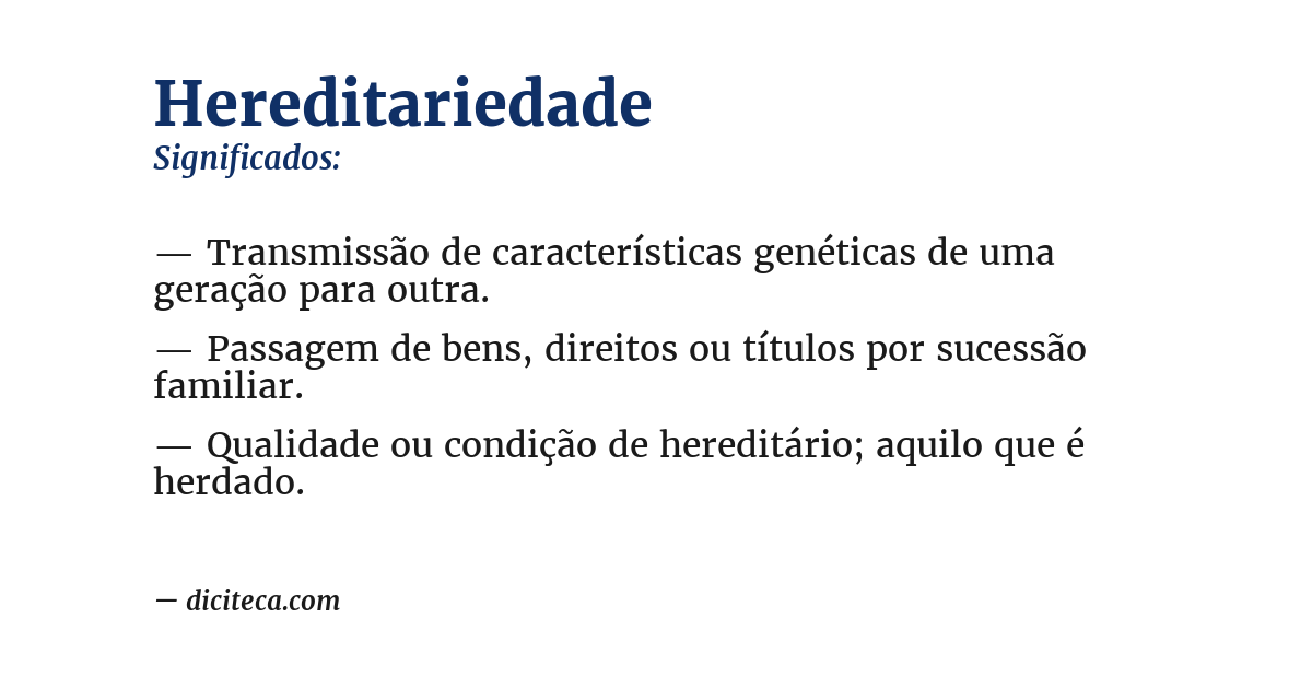 Significado de hereditariedade