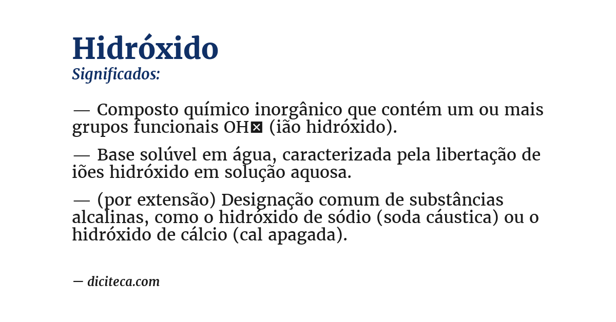 Significado de hidróxido