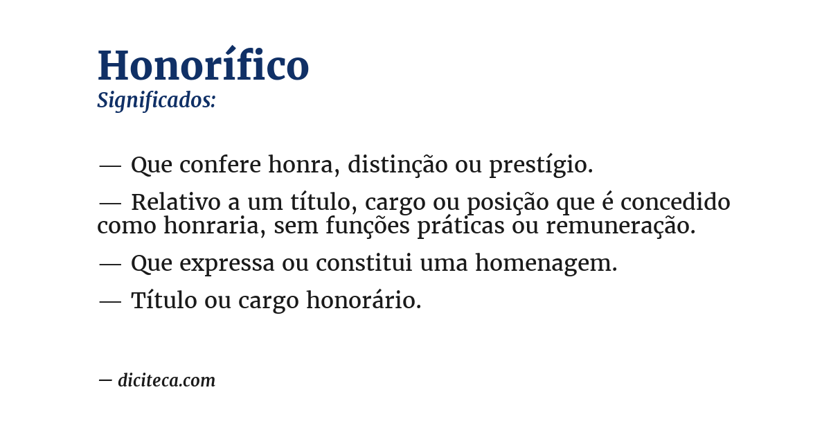 Significado de honorífico