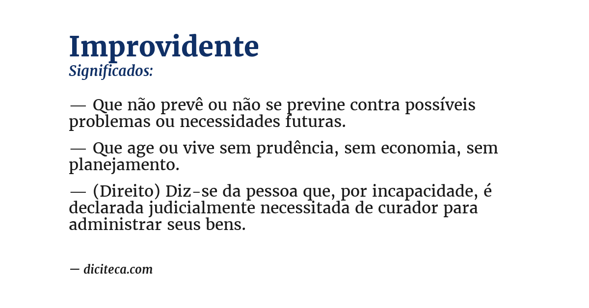 Significado de improvidente