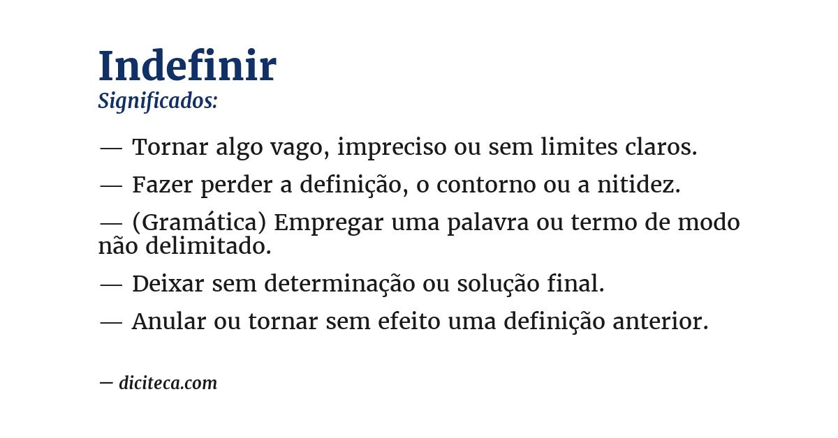 Significado de indefinir