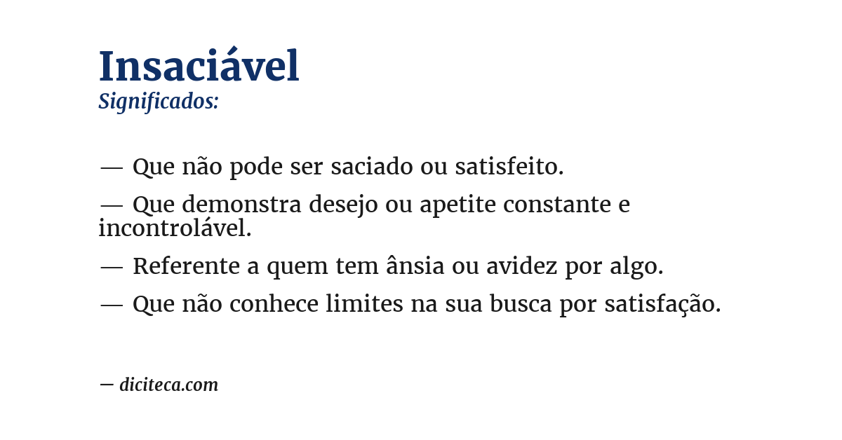 Significado de insaciável