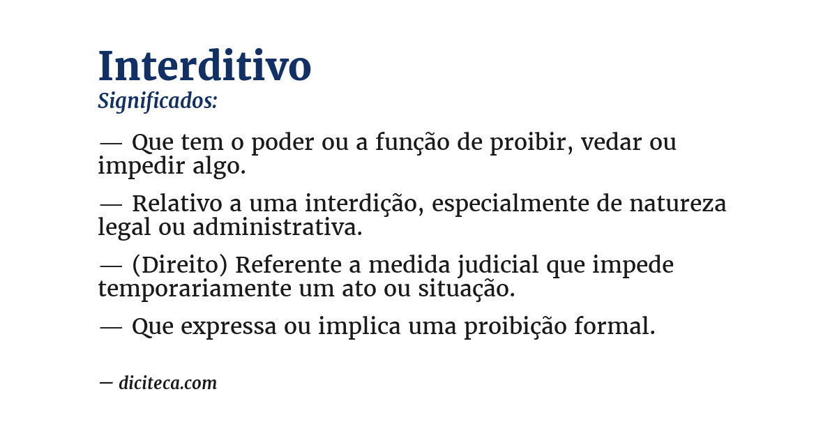 Significado de interditivo