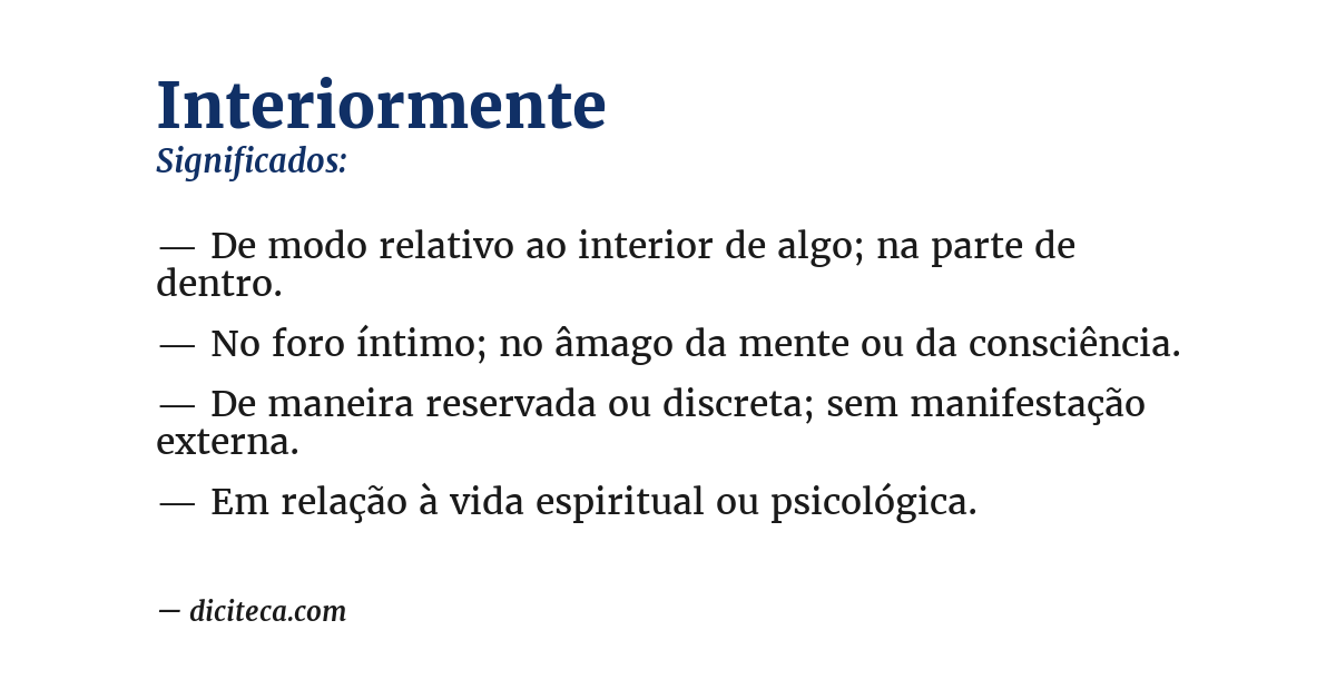 Significado de interiormente