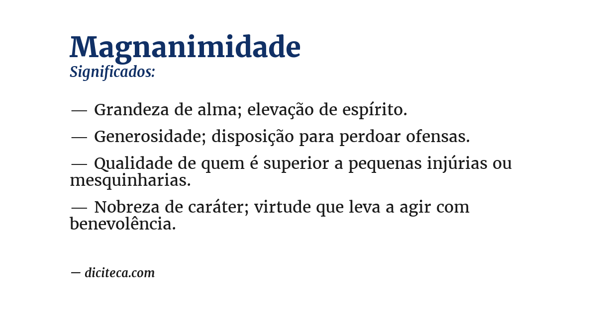 Significado de magnanimidade