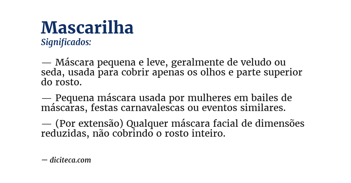 Significado de mascarilha