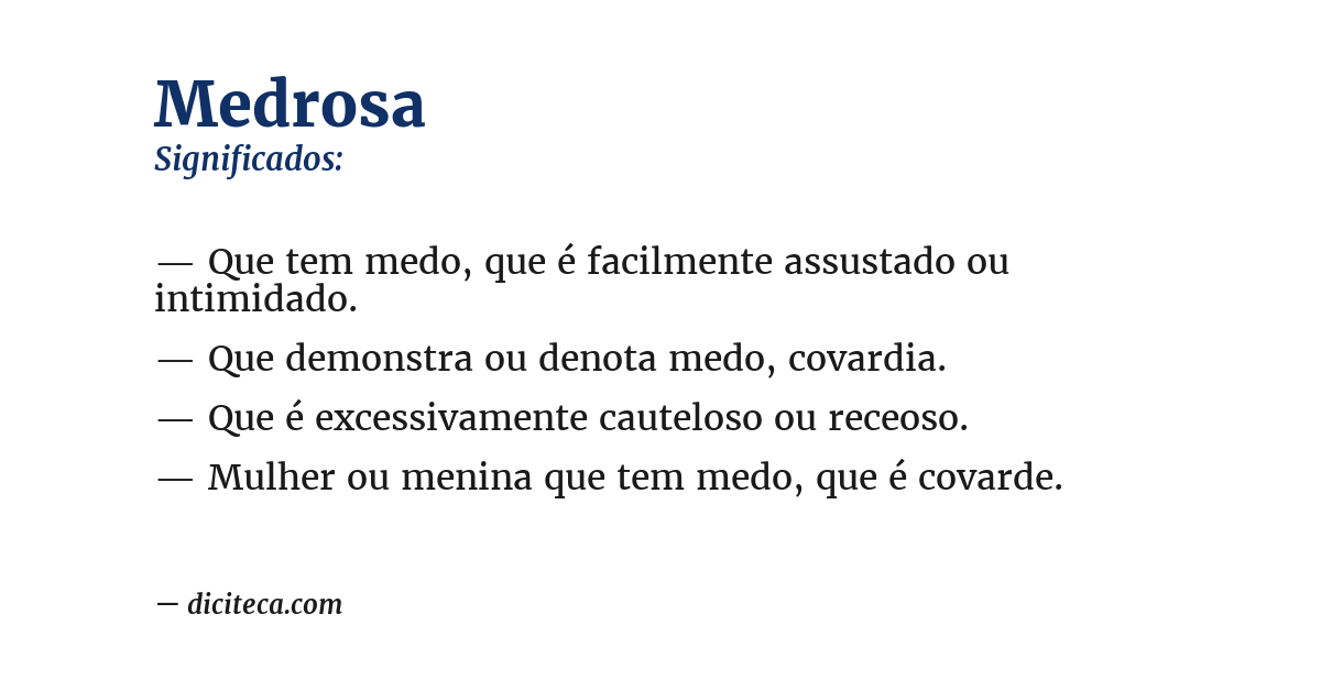 Significado de medrosa