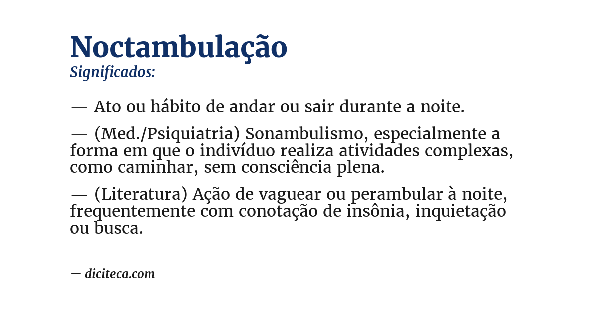 Significado de noctambulação