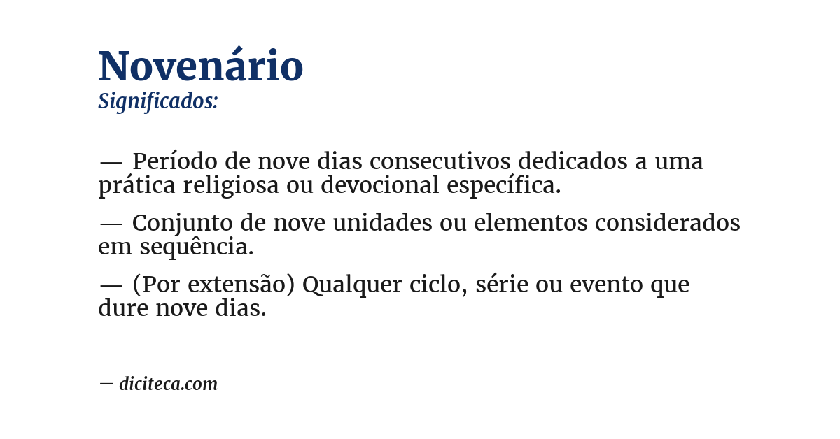 Significado de novenário