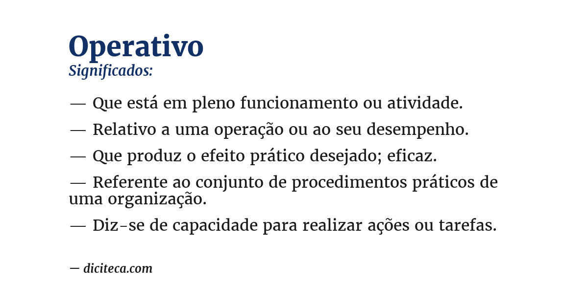 Significado de operativo