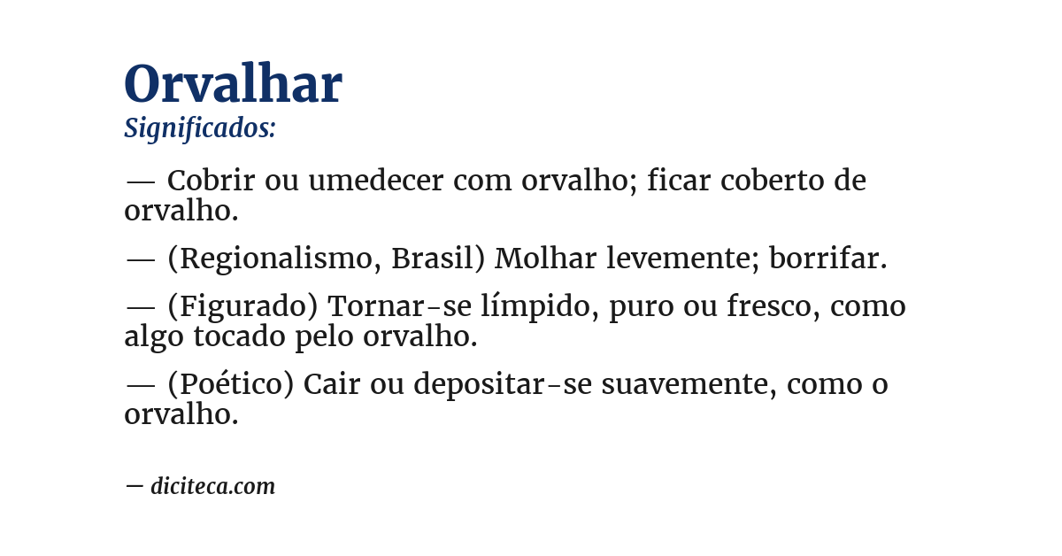 Significado de orvalhar