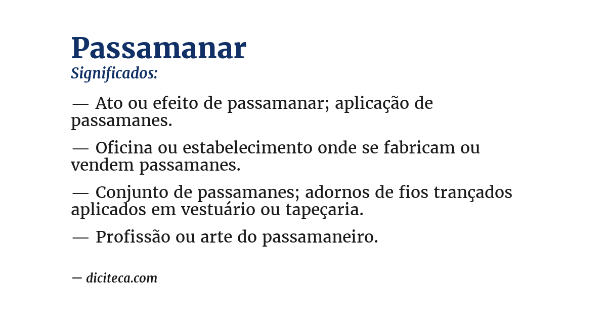 Significado de passamanar