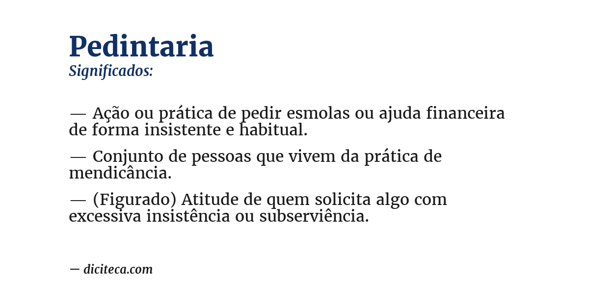 Significado de pedintaria