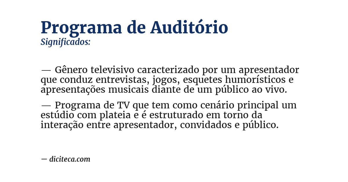 Significado de programa de auditório
