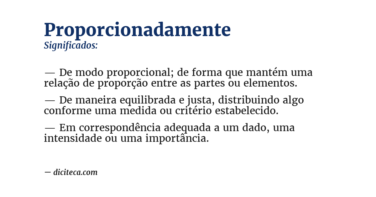 Significado de proporcionadamente