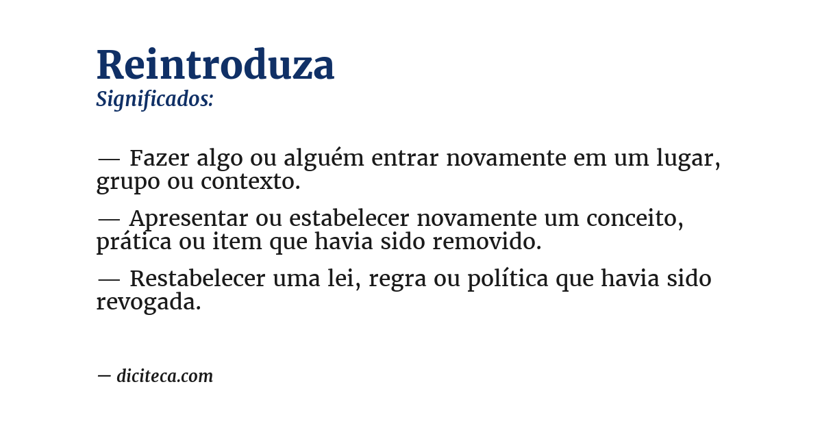 Significado de reintroduza