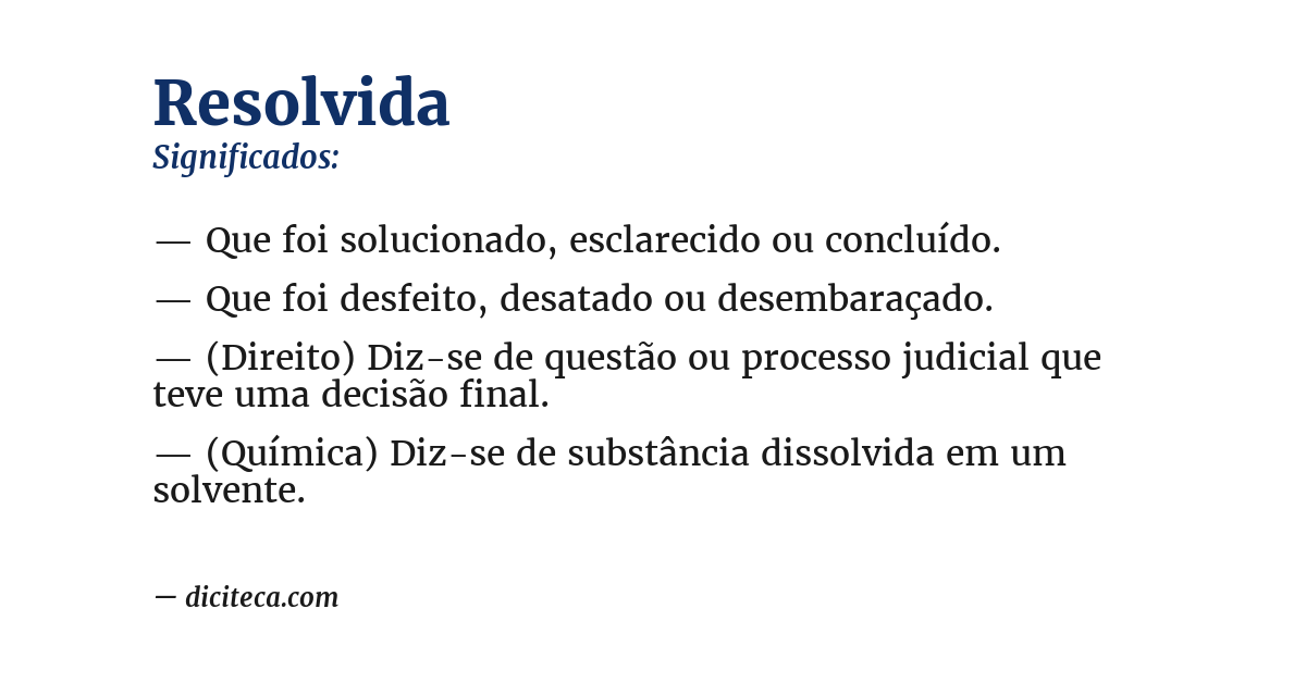 Significado de resolvida