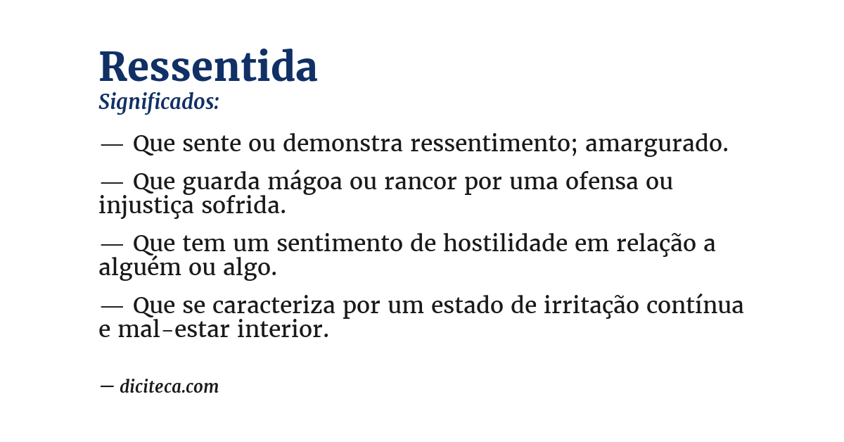 Significado de ressentida