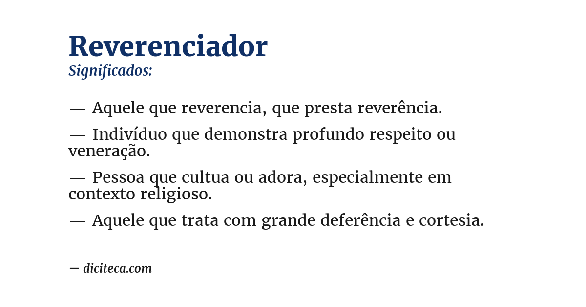 Significado de reverenciador