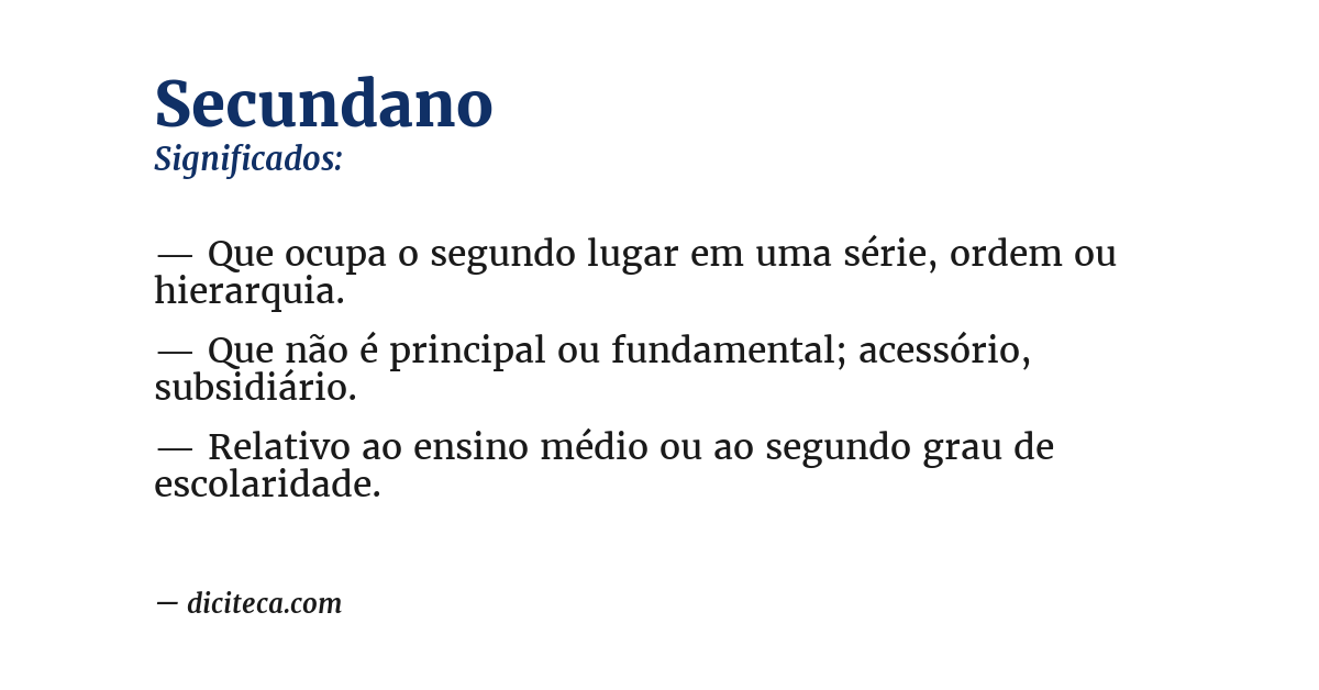 Significado de secundano