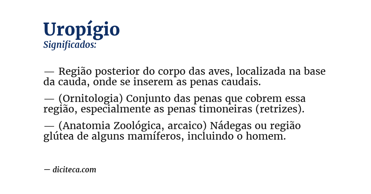 Significado de uropígio
