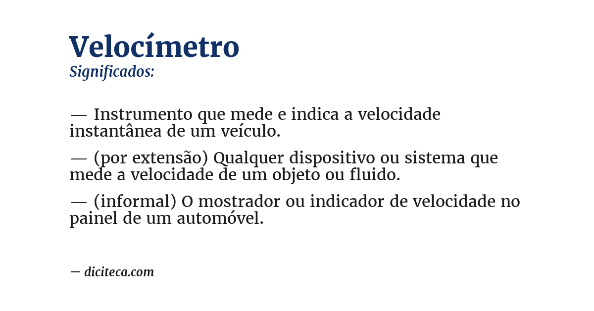 Significado de velocímetro