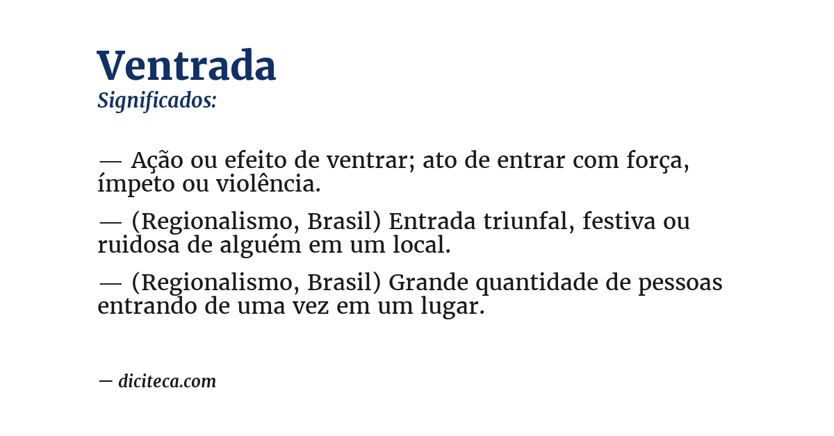 Significado de ventrada