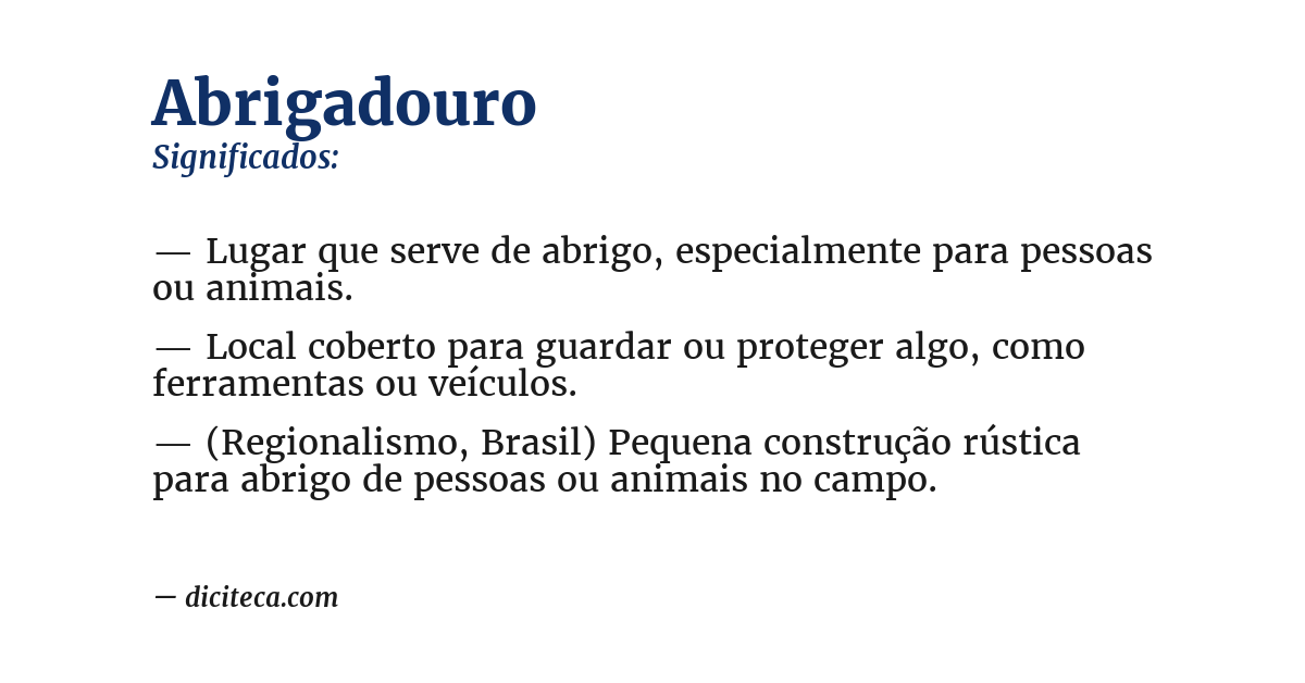Significado de abrigadouro