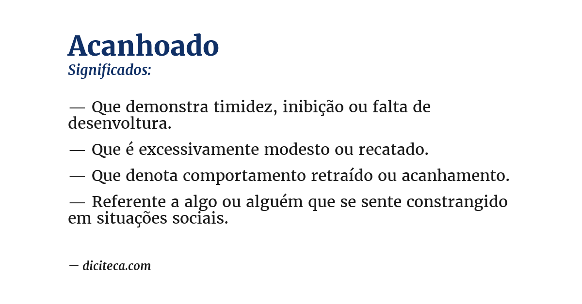 Significado de acanhoado
