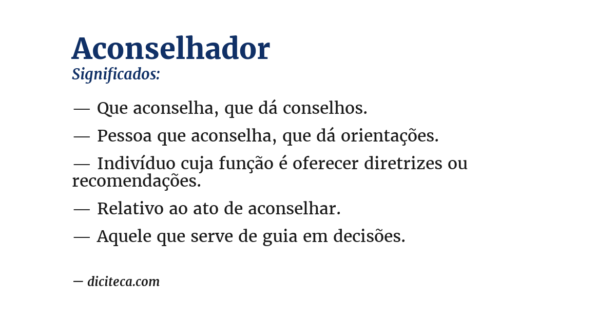 Significado de aconselhador