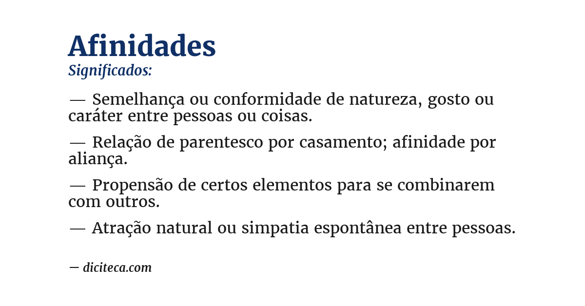 Significado de afinidades