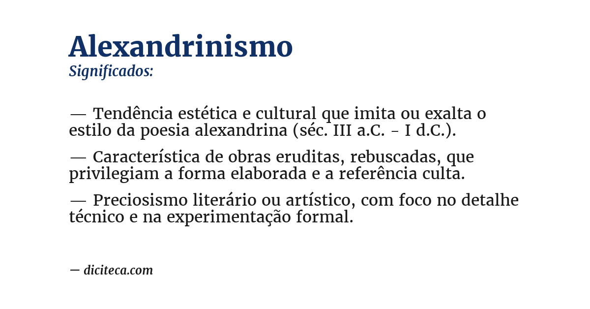 Significado de alexandrinismo