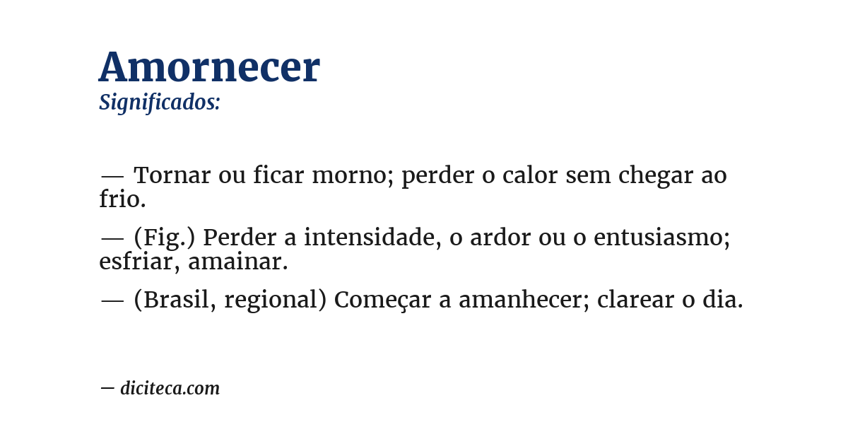 Significado de amornecer