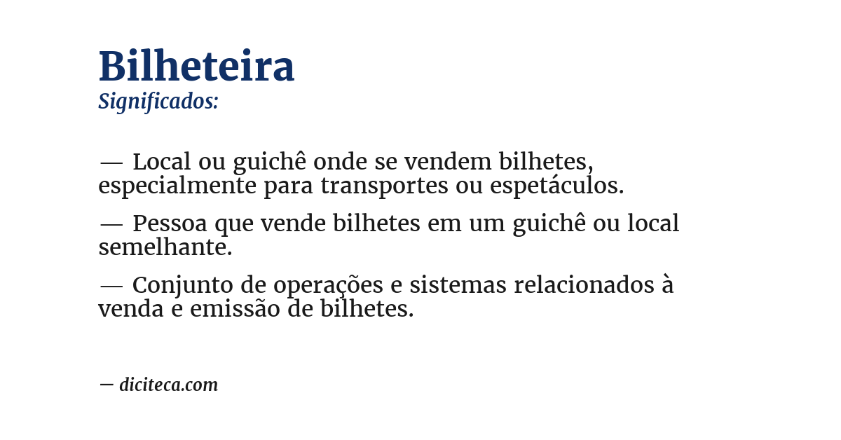 Significado de bilheteira