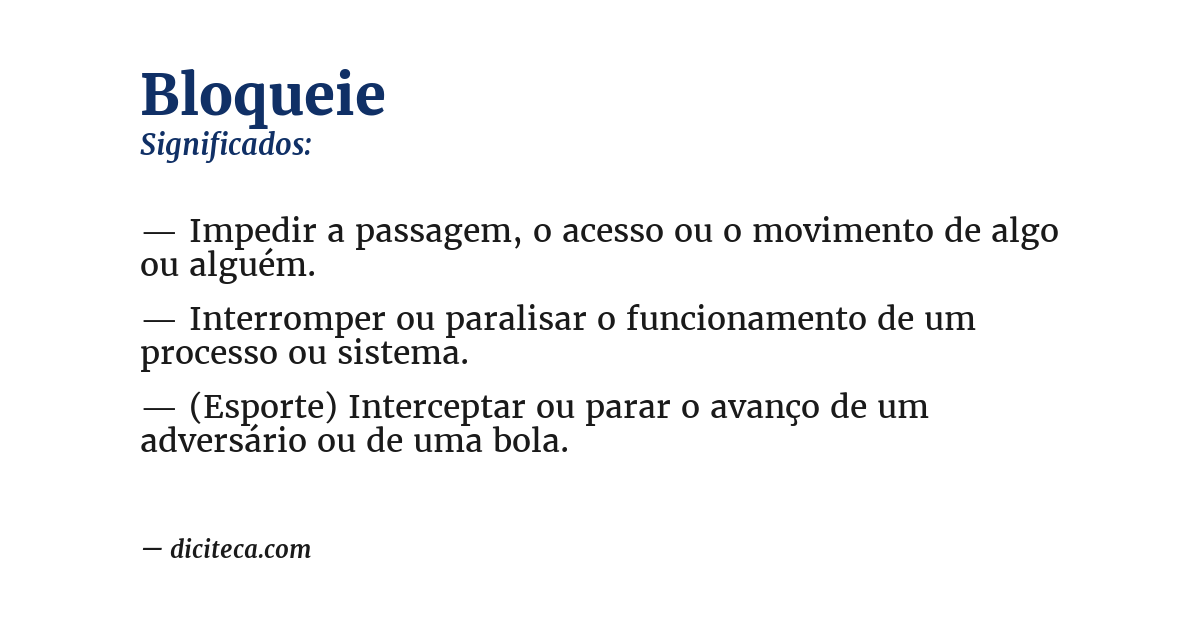 Significado de bloqueie