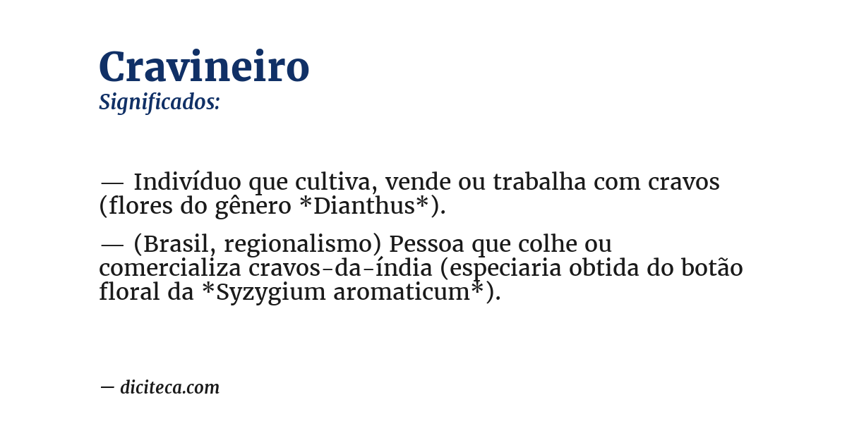 Significado de cravineiro