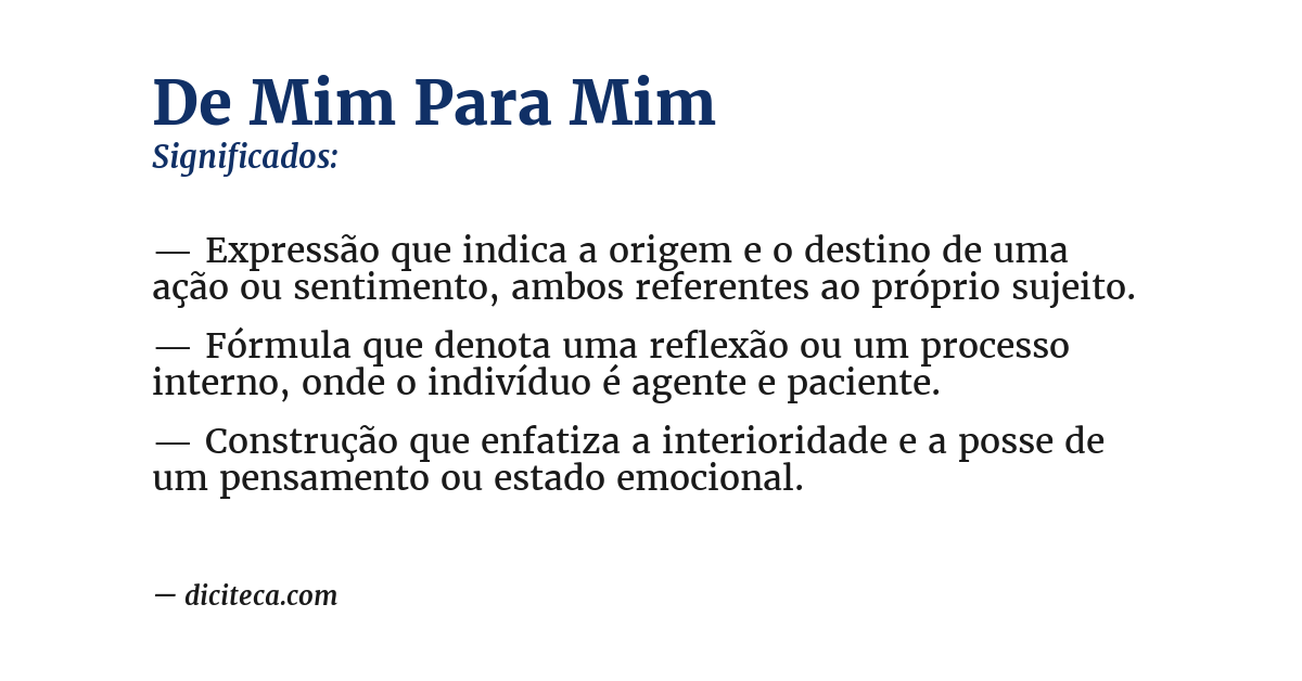 Significado de de mim para mim