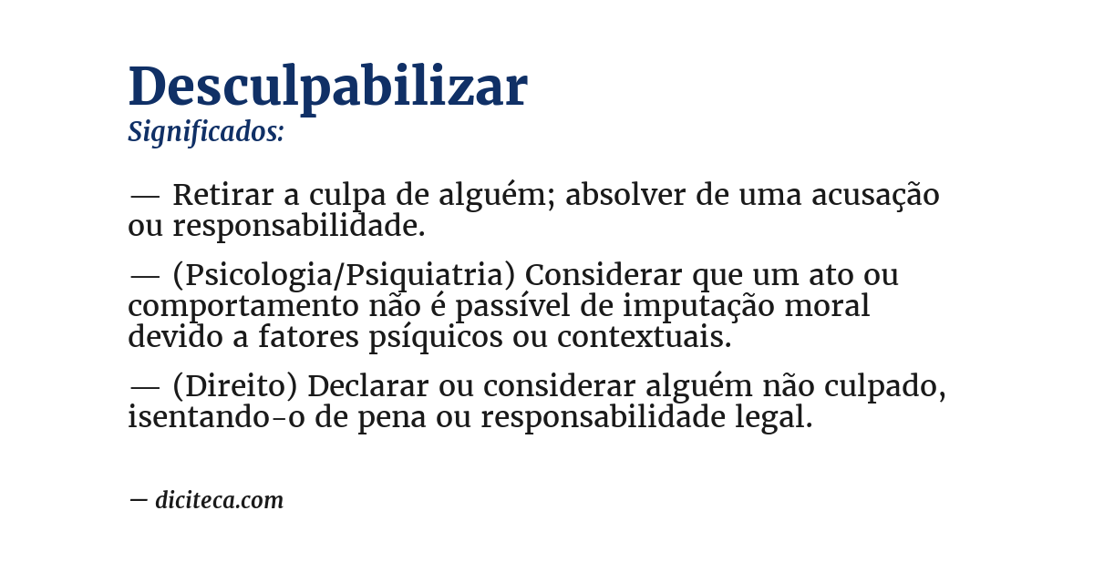 Significado de desculpabilizar