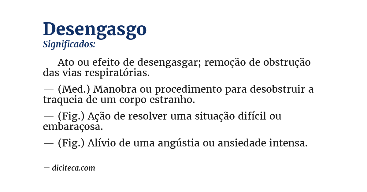Significado de desengasgo