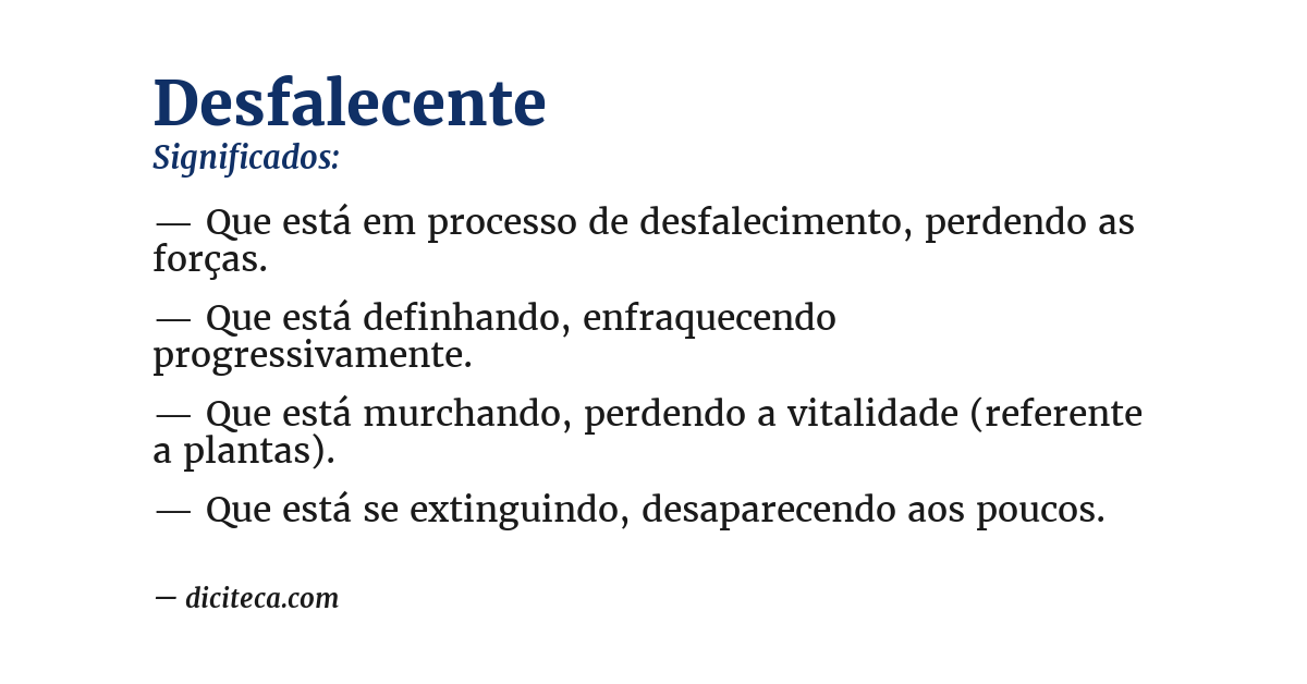 Significado de desfalecente