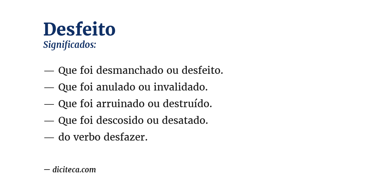Significado de desfeito