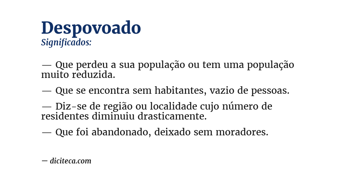 Significado de despovoado
