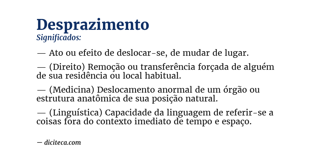 Significado de desprazimento